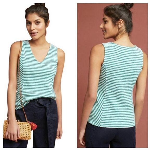 Anthropologie Maeve Franconia Striped V-Neck Tank - Picture 1 of 9
